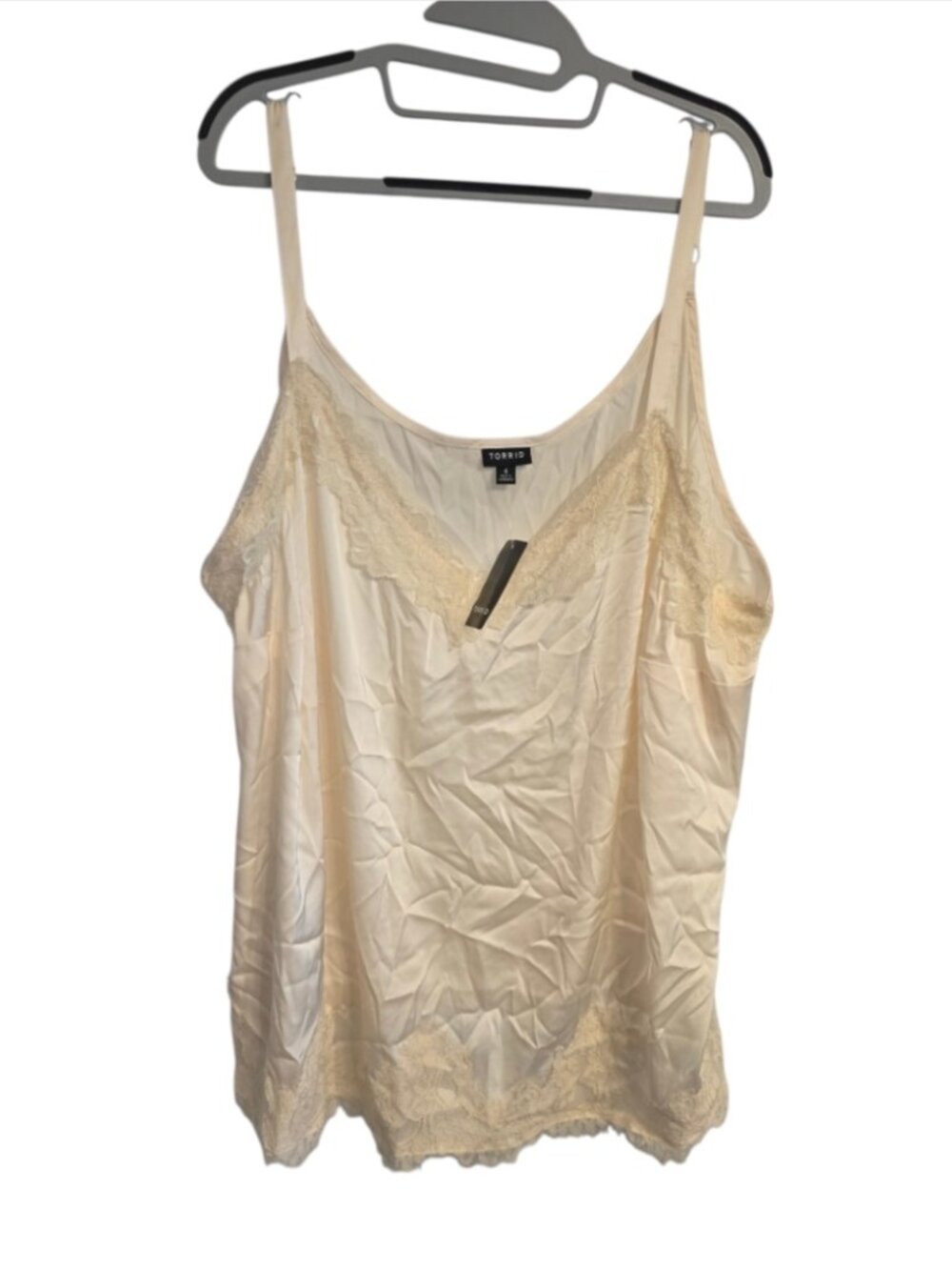 Torrid Satin Lace Trim Cami Whisper White Plus Size 26 NWT